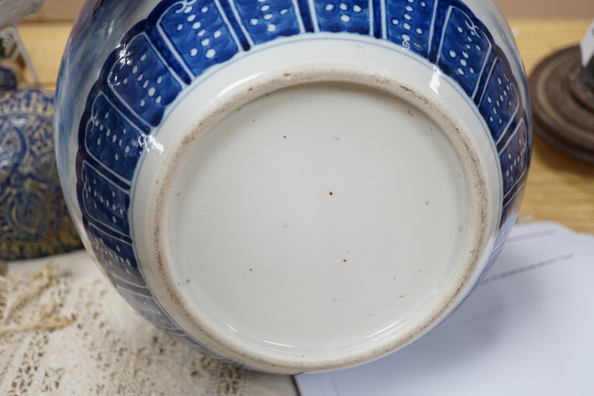 A large Chinese blue and white bottle vase, 46cms high